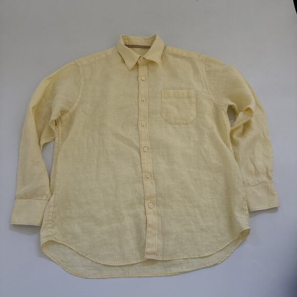 Vintage Tommy Bahama 100% LINEN Shirt Men’s Medium Long Sleeve Yellow Beachy - Picture 1 of 8